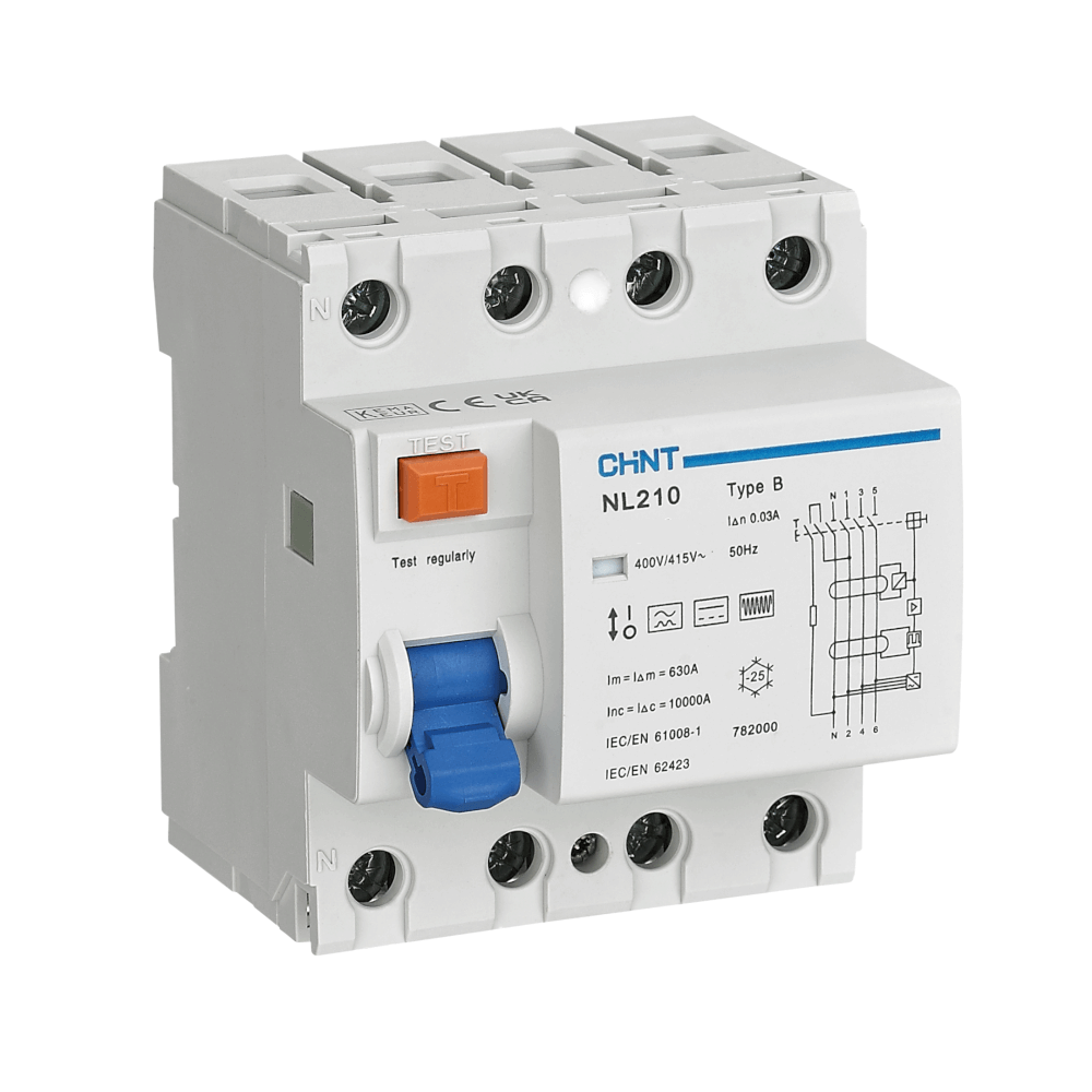 เบรคเกอร์กันดูด 25 แอมป์ 3P+N 4 โพล 30MA 10KA CHINT RCCB NL210 TYPE B (FOR EV)_1